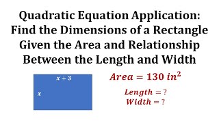 Ex 2 Quadratic Equation App  Find the Dimensions of a Rectangle Given Area Factoring [upl. by Yardna]