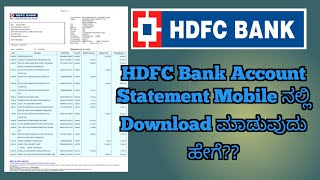 How To Download HDFC Bank Account Statement In Kannada [upl. by Dorison]