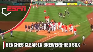 BENCHES CLEAR in Brewers vs Red Sox 👀 Level heads prevail after madness at first base  ESPN MLB [upl. by Yntirb]