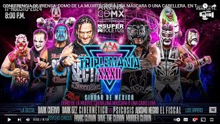 CONFERENCIA DE PRENSA DOMO DE LA MU3RT3 CAERÁ UNA MÁSCARA O UNA CABELLERA EN TRIPLEMANIA XXXII [upl. by Acireh]