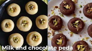 2 instant diwali sweet recipe with milk powder  Milk peda and chocolate peda recipe in tamil [upl. by Jensen617]