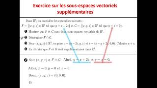 Exercice sur les sousespaces vectoriels supplémentaires [upl. by Nnylyrehc]