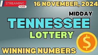 Tennessee Midday Lottery Results For  16 Nov 2024  Cash 3  Cash 4  Powerball  Mega Millions [upl. by Akitnahs]