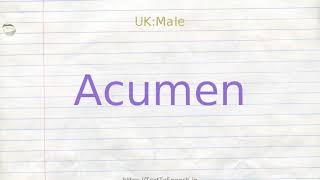 How to pronounce acumen [upl. by Niko]