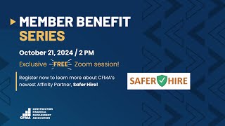 CFMA Member Benefit Series — Safer Hire [upl. by Nairde]