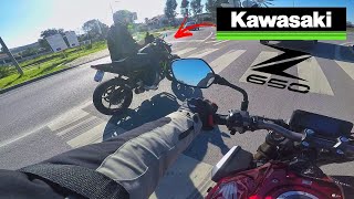 KAWASAKI Z650 vs HONDA CB650R [upl. by Anett]