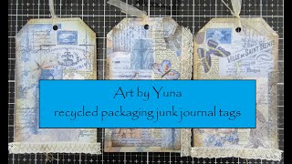 Mixed media junk journal tags  Ladies in Blue [upl. by Aihsemot]