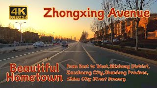 4K60FPS Zhongxing AvenueE→WShizhongZaozhuang CityShandong Province China City Street Scenery [upl. by Cohlier]