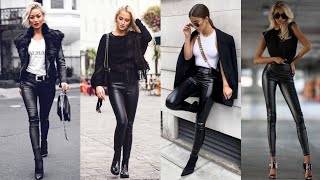 Most Popular Chic Leather Lagging Outfit Ideas you Need to Try Now 😋🤪 leatherfashion leather [upl. by Myrta]