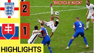 Jude Bellingham BICYCLE KICK ⚪ England vs Slovakia 2 1 HIGHLIGHTs  all Goals Foden Kane goal [upl. by Aderfla]