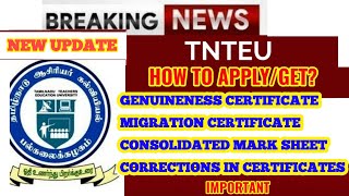 TNTEU GENUINENESSDUPLICATE MIGRATION CERTIFICATES HOW TO APPLY ONLINE [upl. by Blackstock]