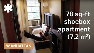 Manhattan shoebox apartment a 78squarefoot mini studio [upl. by Cleve857]