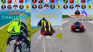 🚘CR7 vs Messi vs SpiderMan vs Venom Characters 2 beamngdrive football marvel  Beam Arena [upl. by Einnob199]