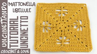 Tutorial Uncinetto  Come fare una Mattonella con Libellule [upl. by Oaks]