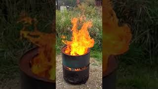 Stacking smokeless Amicus fire pits Big fire [upl. by Campney]