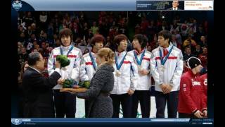 5000m Relay Ceremony  Kwak YounGy 곽윤기 doing Abracadabra dance 시건방 춤 [upl. by Fillbert]