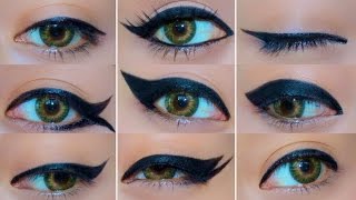 9 Different Eyeliner Looks  EASY Eyeliner Tutorial for Beginners  How to do eyeliner [upl. by Lamag]