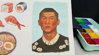 Gouache Portrait Painting Timelapse [upl. by Fishbein]