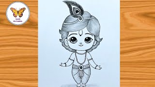 How to Draw Krishna Krishna Drawing Easy and Beautiful Best Krishna Drawing [upl. by Reteip506]