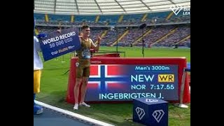 Norways Jakob Ingebrigtsen Breaks 3000m World Record At Diamond League Silesia [upl. by Nurse]