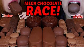 ASMR MEGA CHOCOLATE DESSERT RACE DOVE ICE CREAM BAR MOUSSE CAKE MILKA CHOCO WAFER KINDER CARD 먹방 [upl. by Pyne]