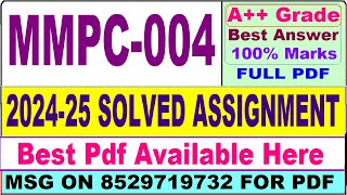 MMPC 004 solved assignment 202425  mmpc 004 solved assignment 2025  ignou MBA mmpc4 2025 [upl. by Kincaid]