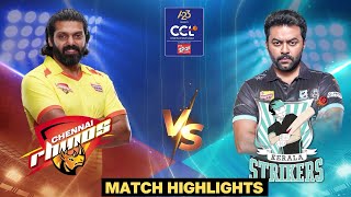 Chennai Rhinos Easy Win Over Kerala Strikers in the last League Match  CCL Match 16 [upl. by Anelrats]