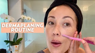 My Dermaplaning At Home Skincare Routine  SKINCARE [upl. by Ednalrim575]