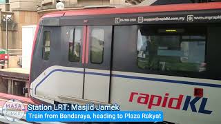 Malaysia Rail Trip Station LRT Masjid Jamek Kuala LumpurTrain from LRT Bandaraya to Plaza Rakyat [upl. by Eide]