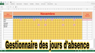 tableau de présence et absence sur excel I tableau présence excel [upl. by Montford]