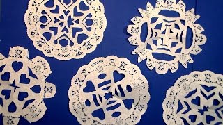 Easy Paper Doily Snowflakes [upl. by Kinnie]