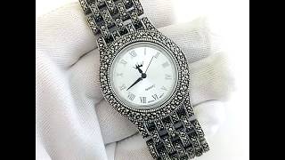 HUGE STERLING SILVER MENS WRIST WATCH WITH NATURAL MARCASITE [upl. by Dahs]