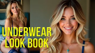 Underwear Look book Blonde in blue Lingerie [upl. by Bebe466]