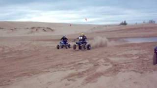 LT1100R Quadzilla LT500R Hybrid Quad with a GSXR 1100 Motor Racing a YFZ450 [upl. by Tisbe]