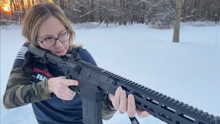 Natalie’s First Shots with SIG Sauer 716I Tread 308 win or 762x51mm [upl. by Lindy]