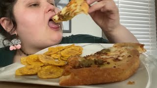 PIZZA AND PLANTAIN CHIPS MUKBANG [upl. by Tra413]