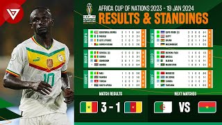 🟢 Senegal vs Cameroon  Africa Cup of Nations 2023 2024 Standings Table amp Results as of Jan 19 [upl. by Stoddard]