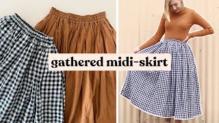 DIY Gathered MidiSkirt With Pockets  How To Make A Gathered Skirt [upl. by Tita]