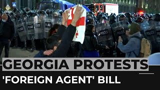 Thousands in Georgia rally against ‘foreign agents’ bill [upl. by Ileek165]