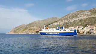 Dodecanese Seaways Ferry Leaving Symi Island Greece [upl. by Brietta824]