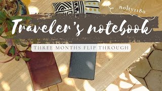 Travelers notebook brown passport amp nolty 1180 combo  Plan with me  Three months flip through [upl. by Valaria]