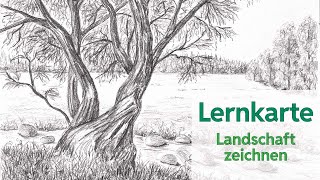 Landschaft zeichnen für Anfänger  das Tutorial zur Lernkarte [upl. by Eniowtna678]