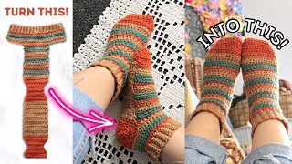 how to crochet socks using the EASIEST METHOD ever You will not believe this Beginner friendly [upl. by Ynnavoig628]