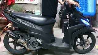 Yamaha Mio i125 2019 with Akrapovic trioval tip 300mm full system exhaust [upl. by Zarihs]