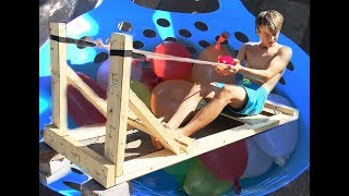 🎈💦 GIANT WATER BALLOON SLINGSHOT 💦🎈  Swimming Pool Antics  vlog e225 slingshot [upl. by Leinahtan536]