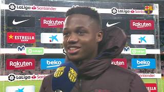 Ansu Fati REACTS to his first brace Barça 21 Levante [upl. by Walli]