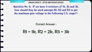 MCQ Questions Active and Passive Devices with Answers [upl. by Dareen]