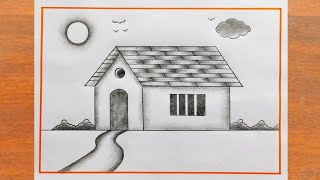 झोपड़ी का चित्र बनाना सीखें आसानी से  How to Draw a Hut Easy Step By Step  Simple Hut Drawing [upl. by Cullin940]