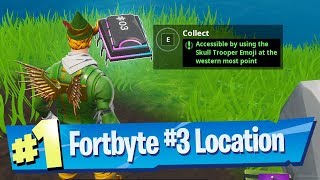 Fortnite Fortbyte 3 Location  Accessible by using Skull Trooper Emoji at the Western Most Point [upl. by Ripp]