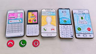 BLACKBERRY 9900 NOKIA 112 SAMSUNG S4 Qin f22 SAMSUNG S2 incoming call with button from paper [upl. by Nylkaj534]